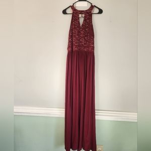Floor length red dress